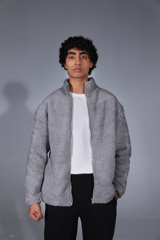 Sherpa Fur Mock Neck Zipper