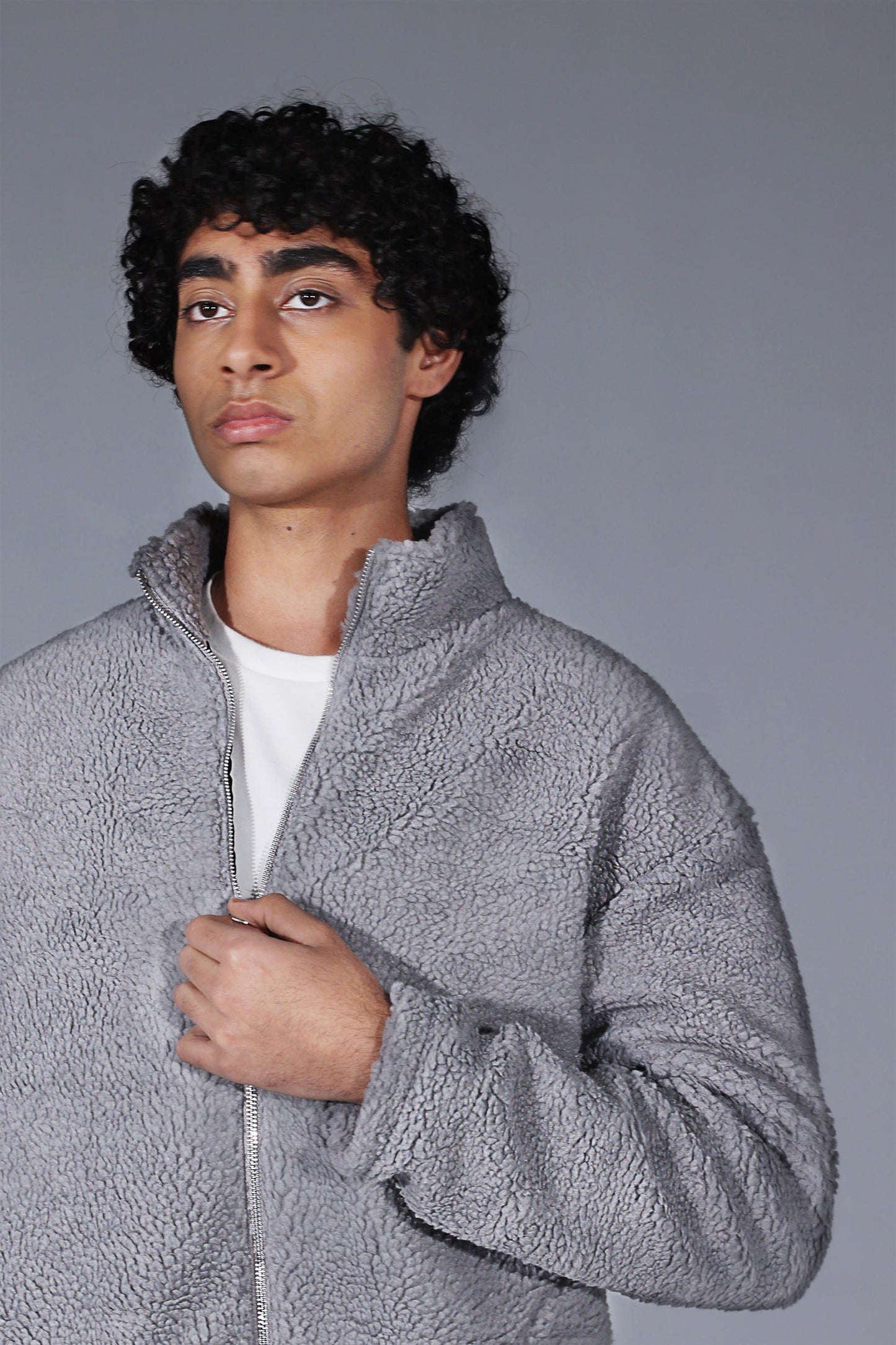 Sherpa Fur Mock Neck Zipper